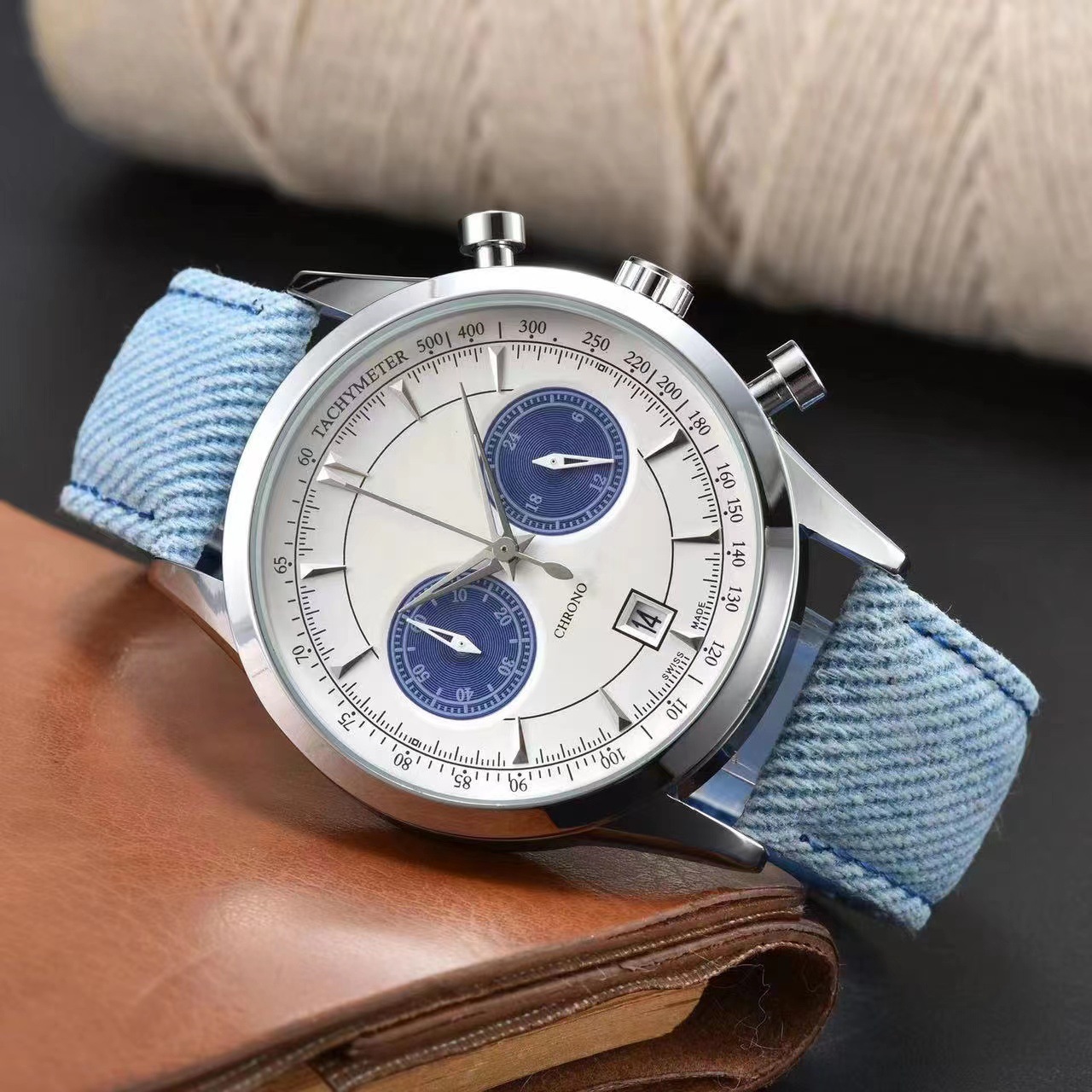 2023 Cross border Fashion Style Men's Multi functional Five Needle Quartz Watch with Instant Scan Time Manufacturer's Goods Available for One Piece Shipping. 