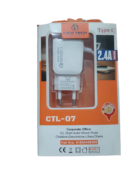 Cico Tech Type C-Charger 18 Wt Fast Charger White. 