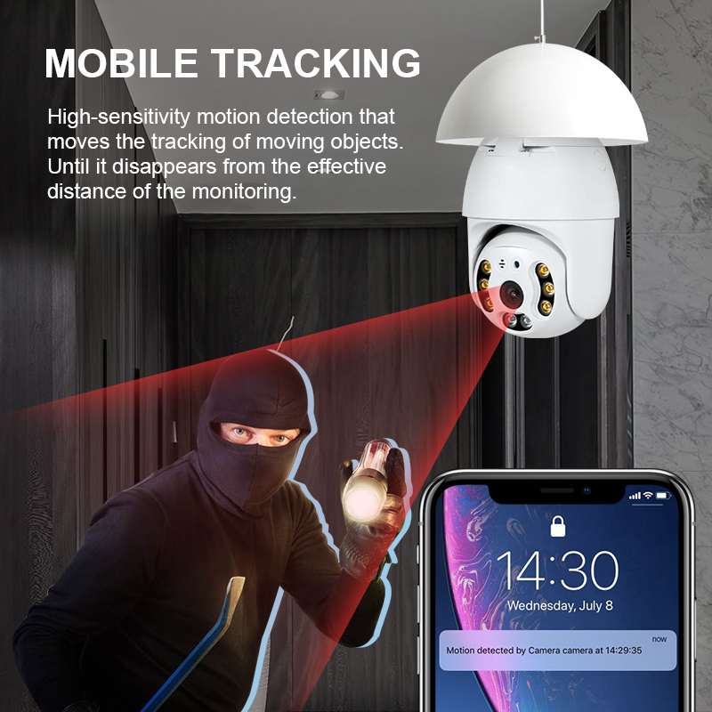 PTZ Bulb System 360 Degree WiFi Panorama IP Camera. 