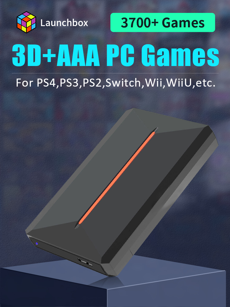 Launchbox Gaming Consoles 500G Gaming HDD For PS4/PS3/PS2/PS1/Wii/Wiiu/Gamecube/N64 With 3700+ 3D/Retro Games For WIN PC/Laptop. 