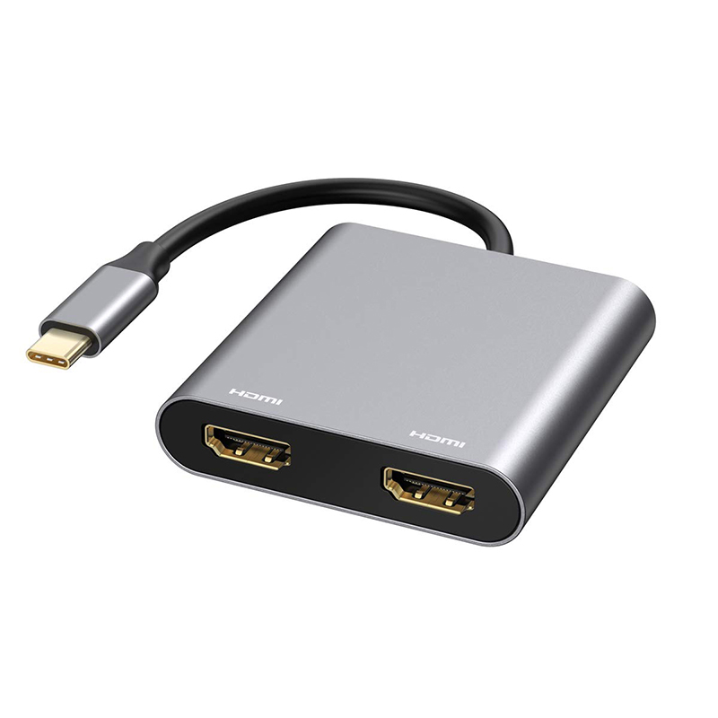 Type C To HDMI USB 3.0 PD 4 in 1 Hub Display Dual Screen USB C HDMI Splitter Audio Video Converter 4k HD For Macbook hot sell. 