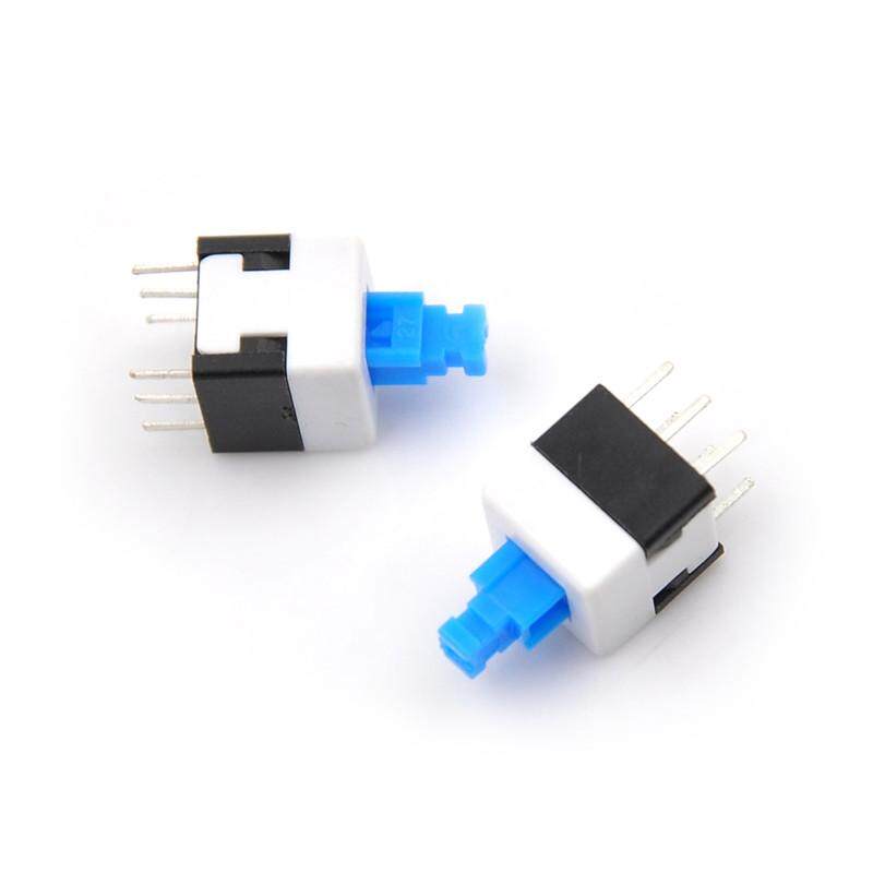10pcs/Set Square 8x8mm 6 Pin Dpdt Mini Push Button Self-Locking Multimeter Switches. 