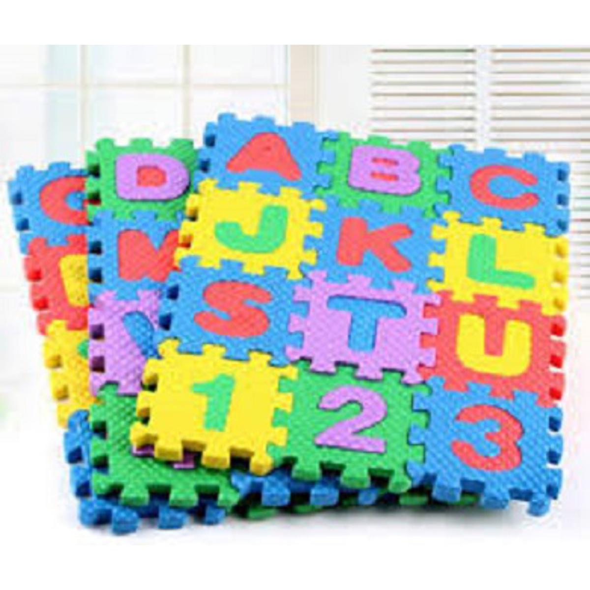 36Pcs Puzzle Mat Children Alphabet Numbers Puzzles Crawling Foam Floor Mat Education Toy Interactive Toy, Brain Teaser, Kids'