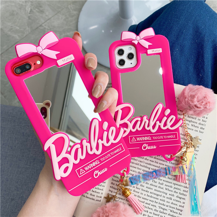 New 3D Barbie Mirror iPhone 11 Protective Cartoon Silicone Apple Phone Case Suitable