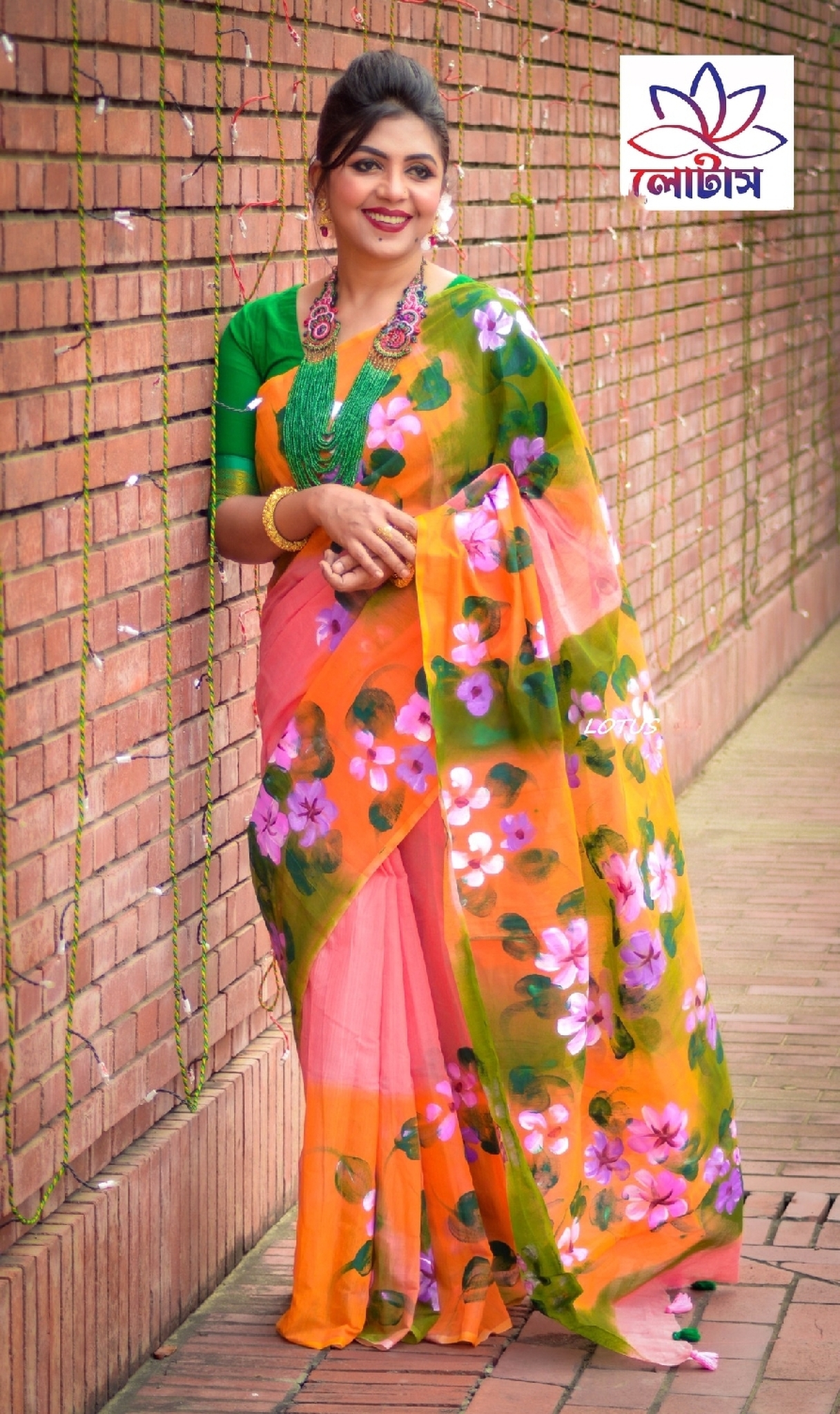 New Hand Print Half Silk Saree for women