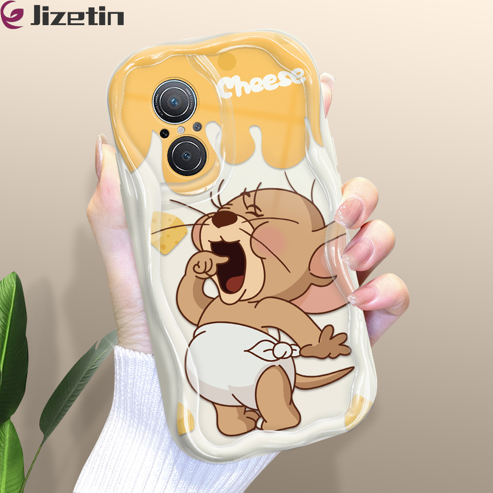 Jizetin for Huawei Nova 9 SE Back Cover Cartoon Cat Mouse Cream Wavy Edge Soft Silicone Phone Case