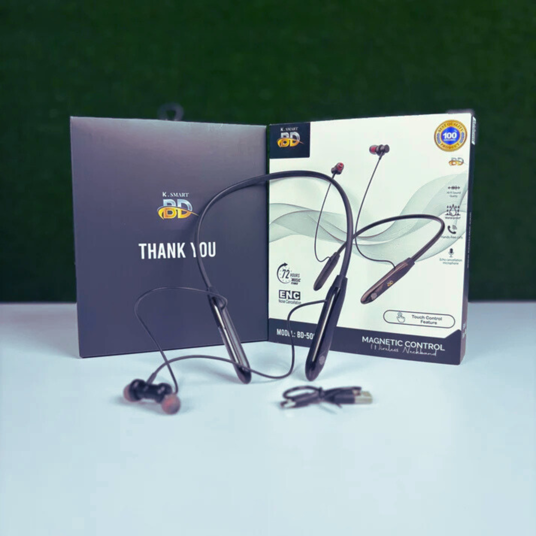 K-smart BD-500 wireless buletooth neckband headphone touch controlled with ENC and 48 hrous backup and 30 days warrenty for android -samsung/realme/oppo/vivo/iphone/walton/tecno/xiaomi/nokia/laptop all device supported