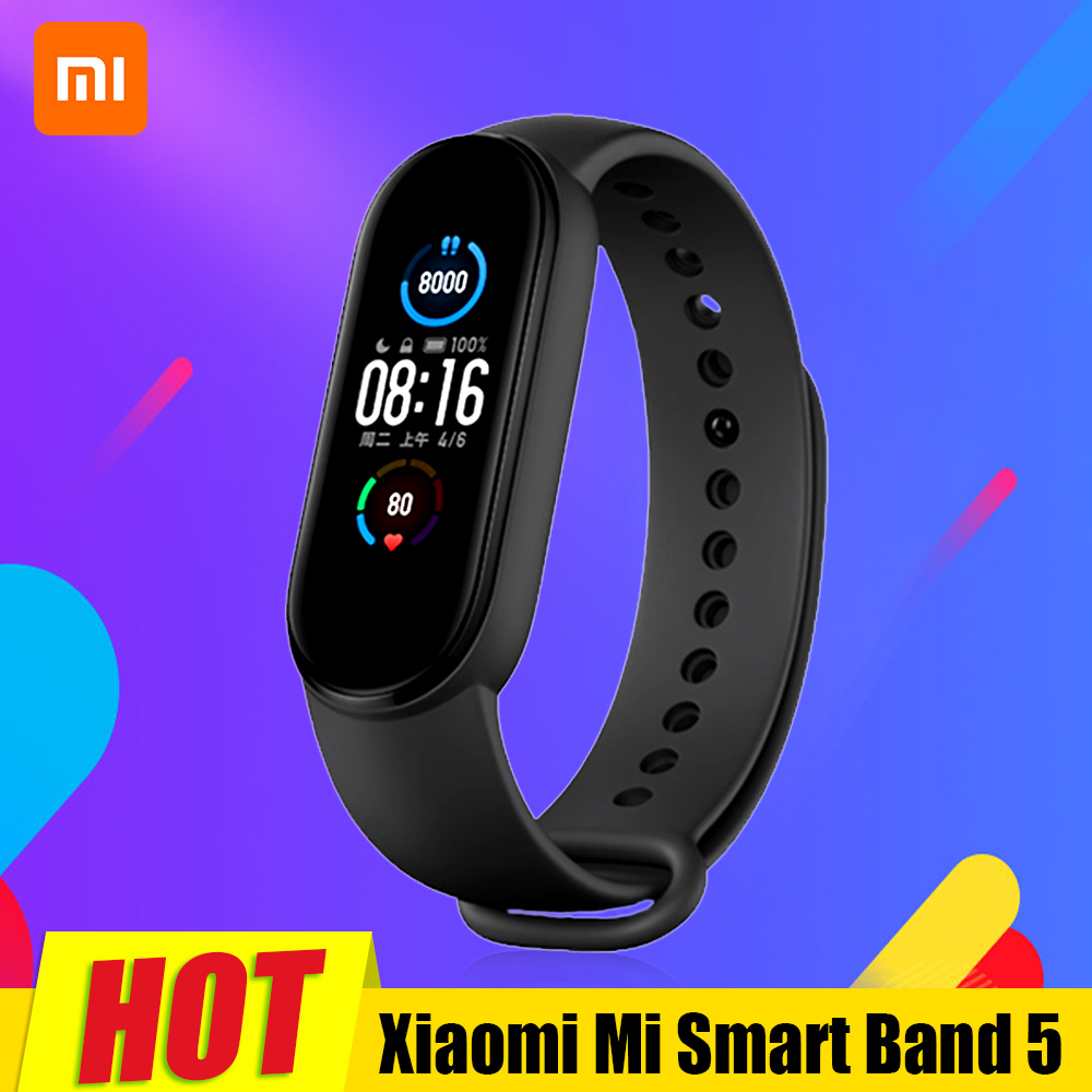 Mi Band 5 Mi Sports Band Bluetooth 5.0 Dynamic Color Display Large Screen Waterproof 24 Hours Sleep Monitoring Standard. 