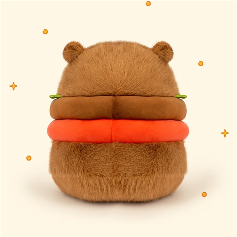 1 PCS Realistic Capybara Burger Plush, Cute Capybara Stuffed Animal Pillow Plushie Toy, Total Height About 20cm Soft Hamburger Food Stuffed Toys Doll. 