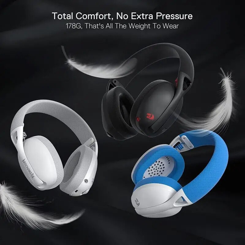 Redragon H848 Headset Bluetooth Wireless Gaming Lightweight 7.1 Surround Sound 40MM Drivers Detachable Microphone Multi Platform. 