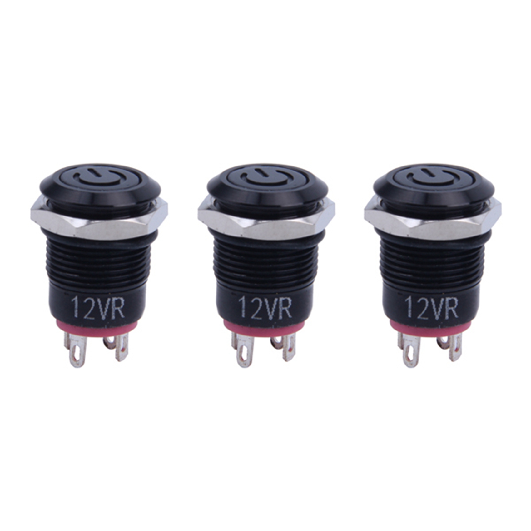 3X 12V 2A 9.5mm LED Metal Cap Momentary Push Button Switch Car DIY Modified, Red. 