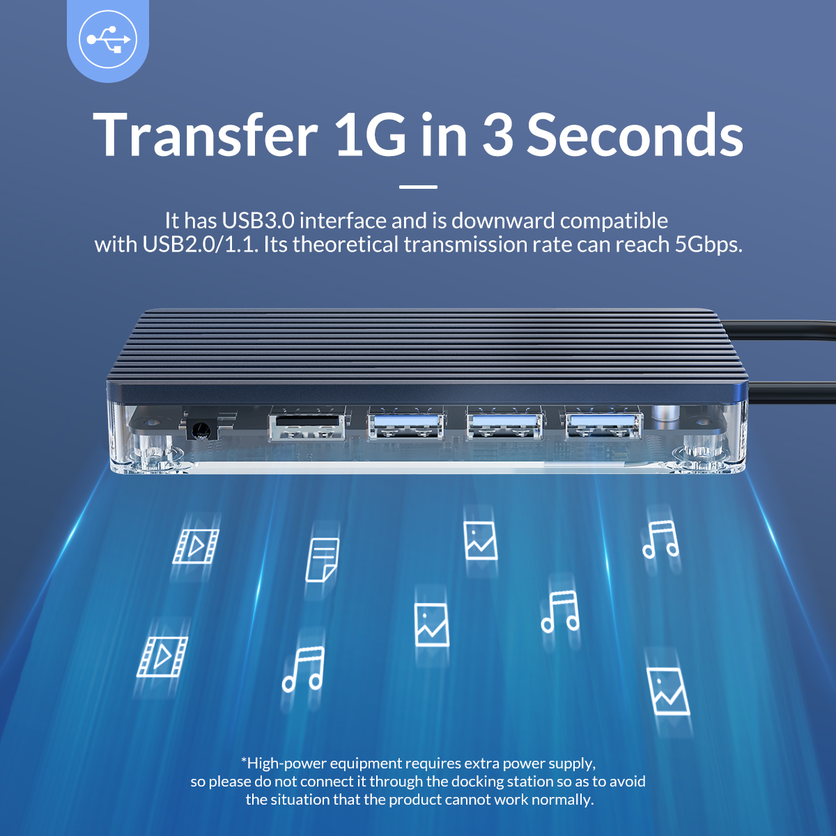 ORICO WB-11P Type-C 11-in-1 Transparent Hub. 