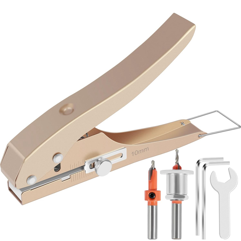 Single Hole Punch Heavy Duty Hole Puncher Edge Banding Punching Plier with Scale for Paper Cards Plastic Cardboard Easy to Use