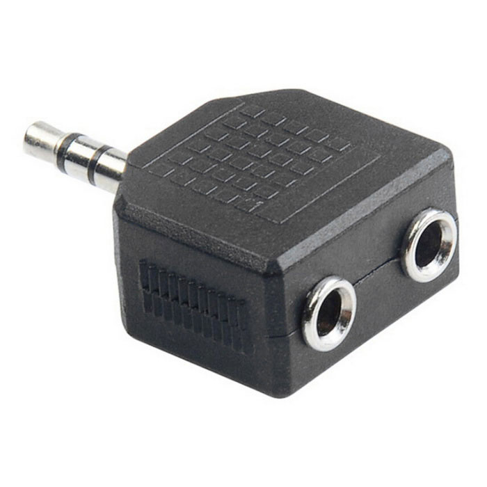 3.5mm 1 to 2 Audio Duplicator Adapter - Black. 