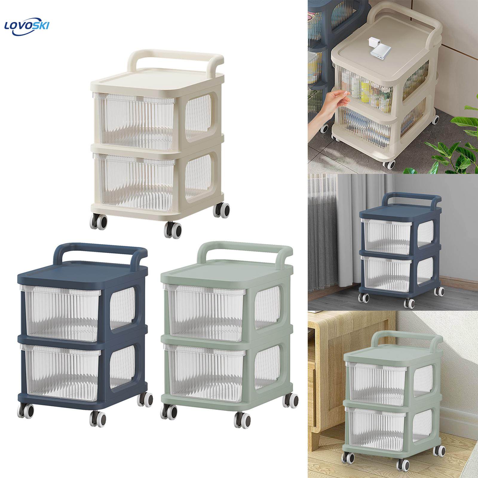 Mobile Rolling Utility Cart Storage Drawer Carts with Brake Wheel Utility Modern 2 Drawers Rolling Wheel Cart for Living Room Buffet Office. 
