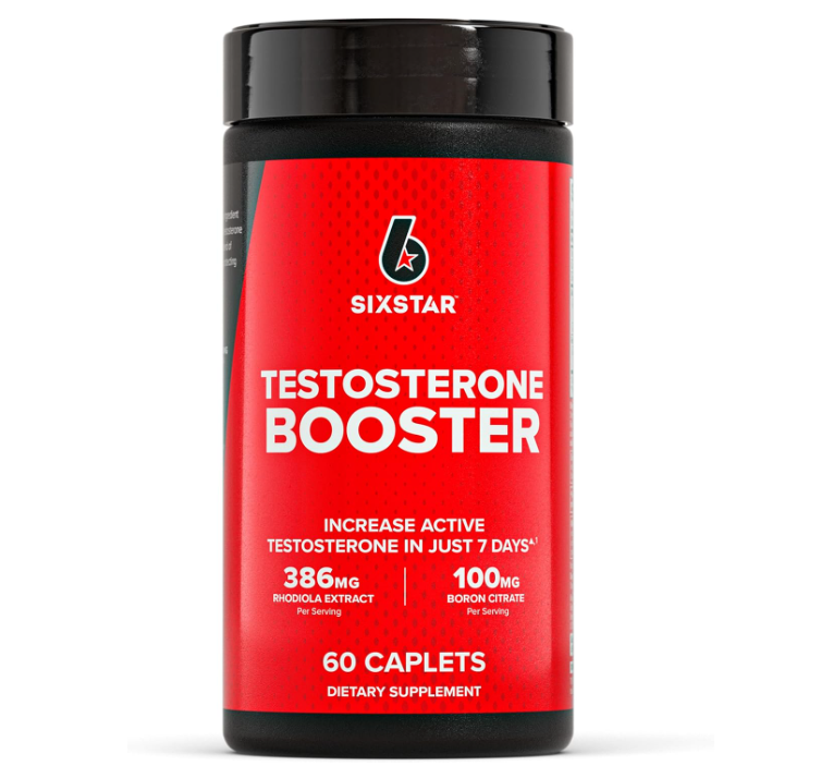 Six Star Nutrition Testosterone Booster for Men with Rhodiola Extract and Boron Citrate - Male Gym Workout Supplements for Muscle Growth, Stamina & Energy - 60 Pills