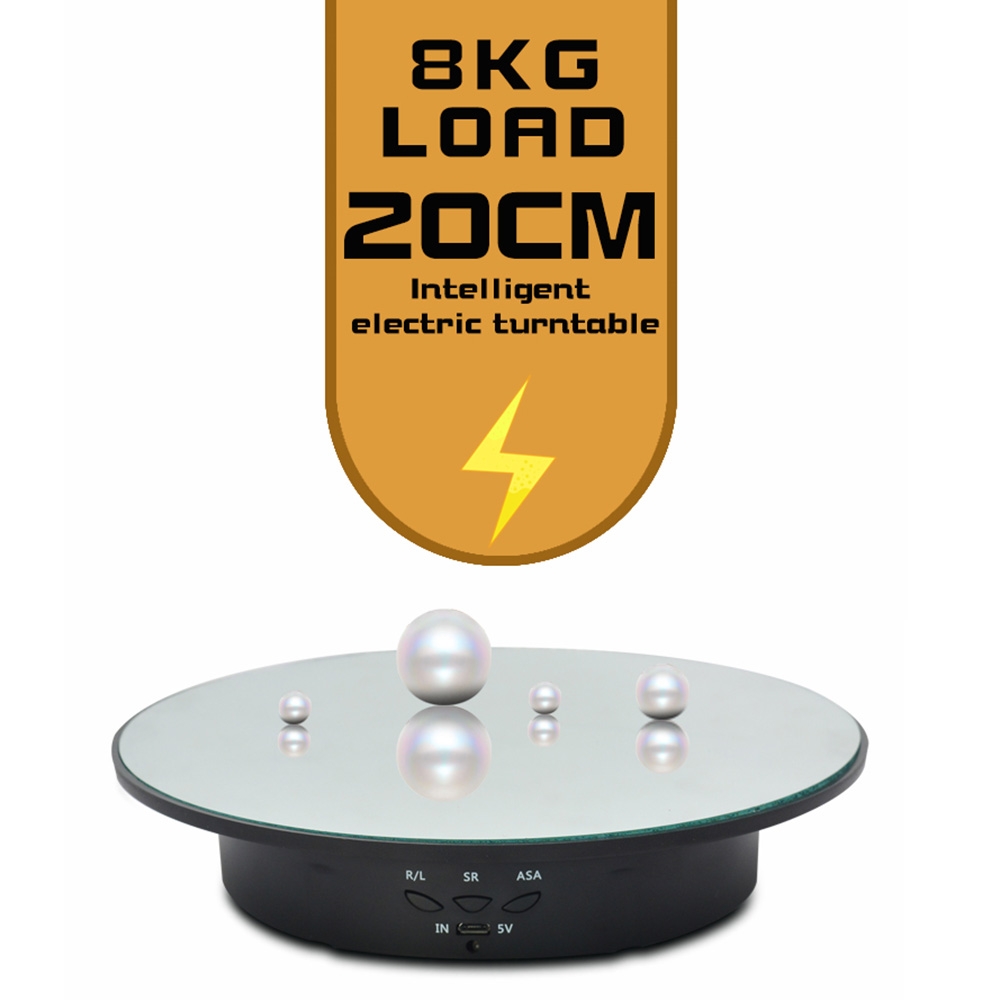 20cm USB Electric Rotating Turntable Display Stand Video Shooting Props Turntable for Photography, Load: 8kg. 