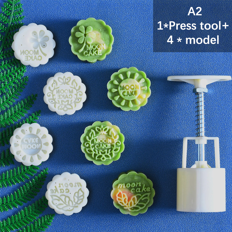 1set Flower Patterns Moon Cake Mould 3D DIY Mooncake Mold Baking Decor Tool. 