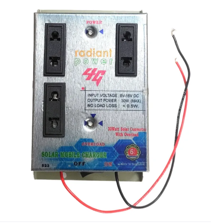 Solar Adapter 12V DC to 220V Converter 3 ‍Socket/30W Mini Inverter. 