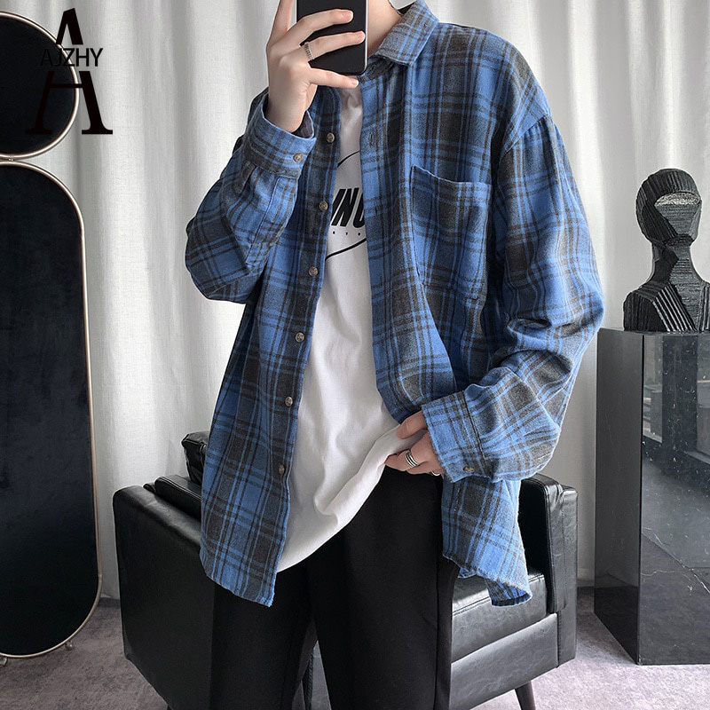 Casual Plaid Shirt for Men Long Sleeve 