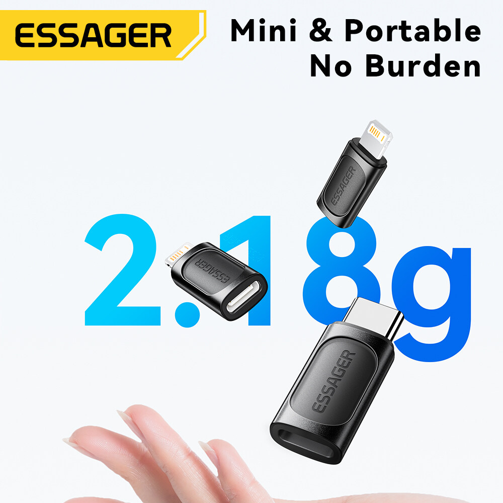 Essager OTG 3A Converter Lightning Female to Type-C Male Type-C Female to Lightning Male USB2.0 480Mbps Adapter for iPhone 15 14 13 Pro Max Xs Plus iPad Macbook Headphone Type C to iOS Converter. 