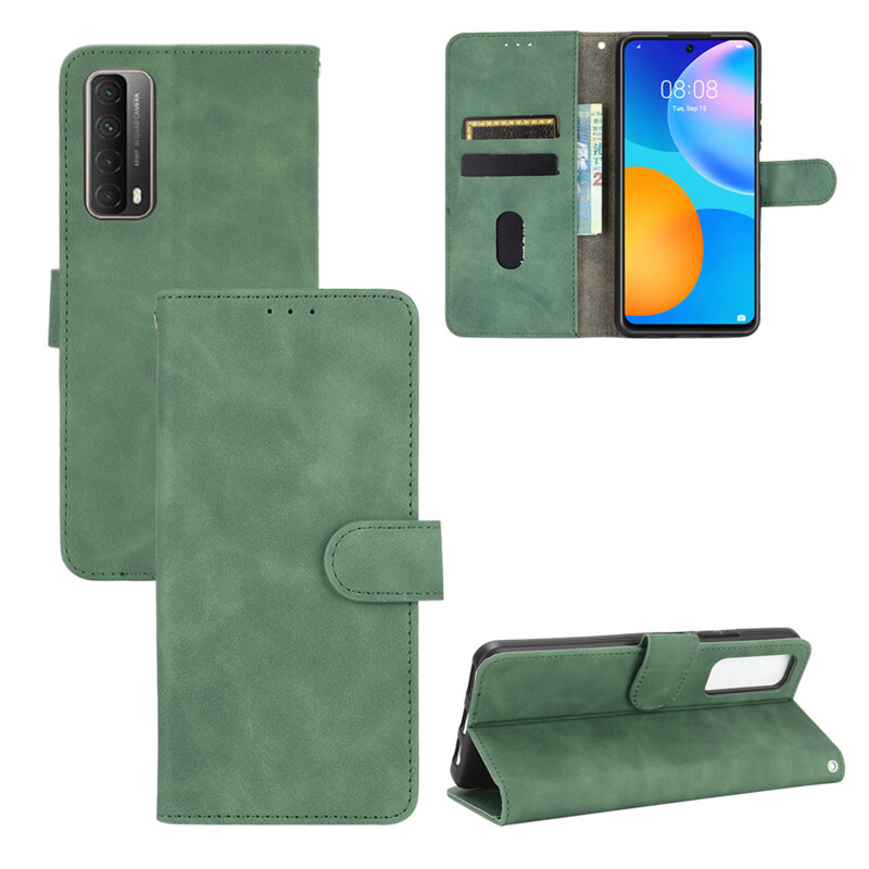 lthmy for Huawei Enjoy 20 SE Case Solid Color Leather Flip Cover Wallet Card Slots Casing Anti Falling Protect Cellphone Shell with Holder