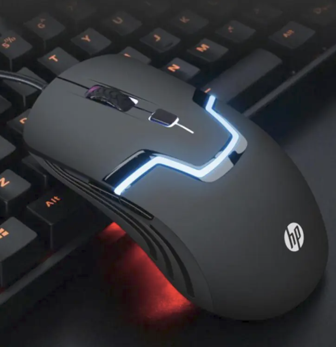 Hp M100 Usb Wired Gaming Optical Mouse With Led Backlight And Adjustable 1000/1600 Dpi Settings - 3 Buttons For Gaming Gamers