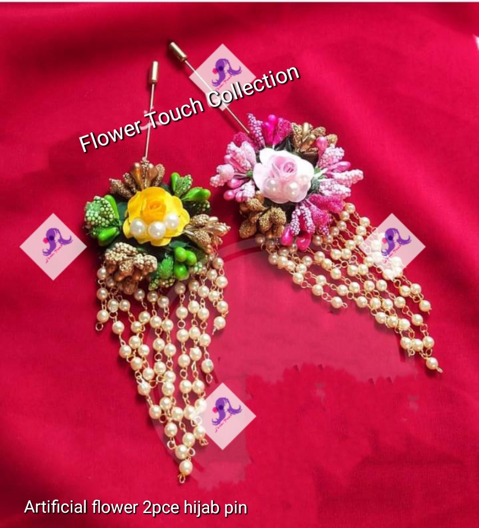 Multicolour gorgeous artificial flower 2pce.hijab pin for girls and womens