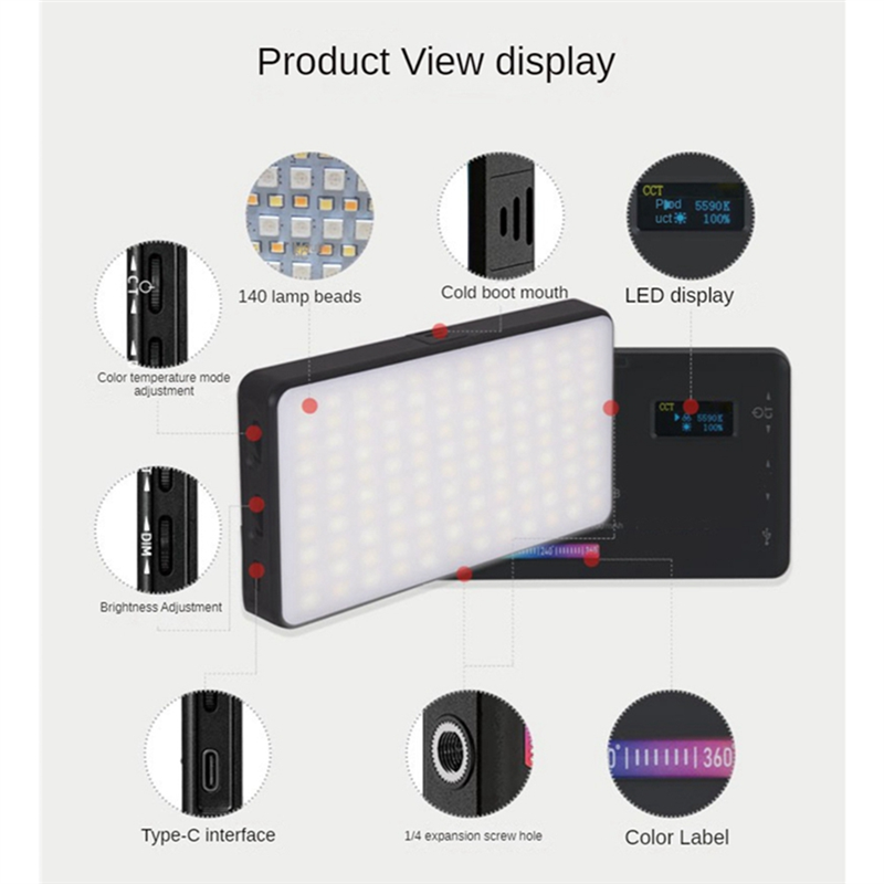 RGB Full-Color Lamp Square Pocket Light LED Fill Light Photography Full-Color LED Charging Light. 