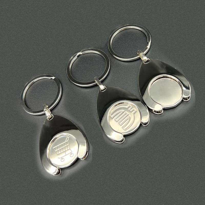Portable Keychain with Shopping Cart/Euro/Blank Coin Tokens Pendnat Durable Metal Coin Holder for Grocery Drop shipping. 