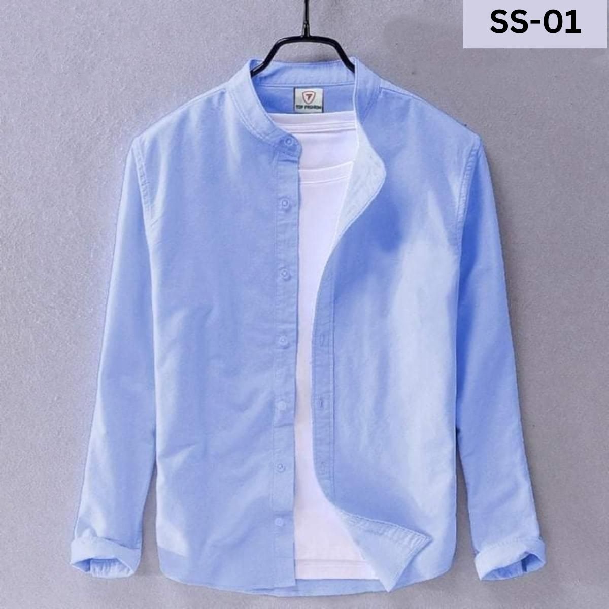 Winter Comfortable Ban Collar White Casual Shirt for men. 