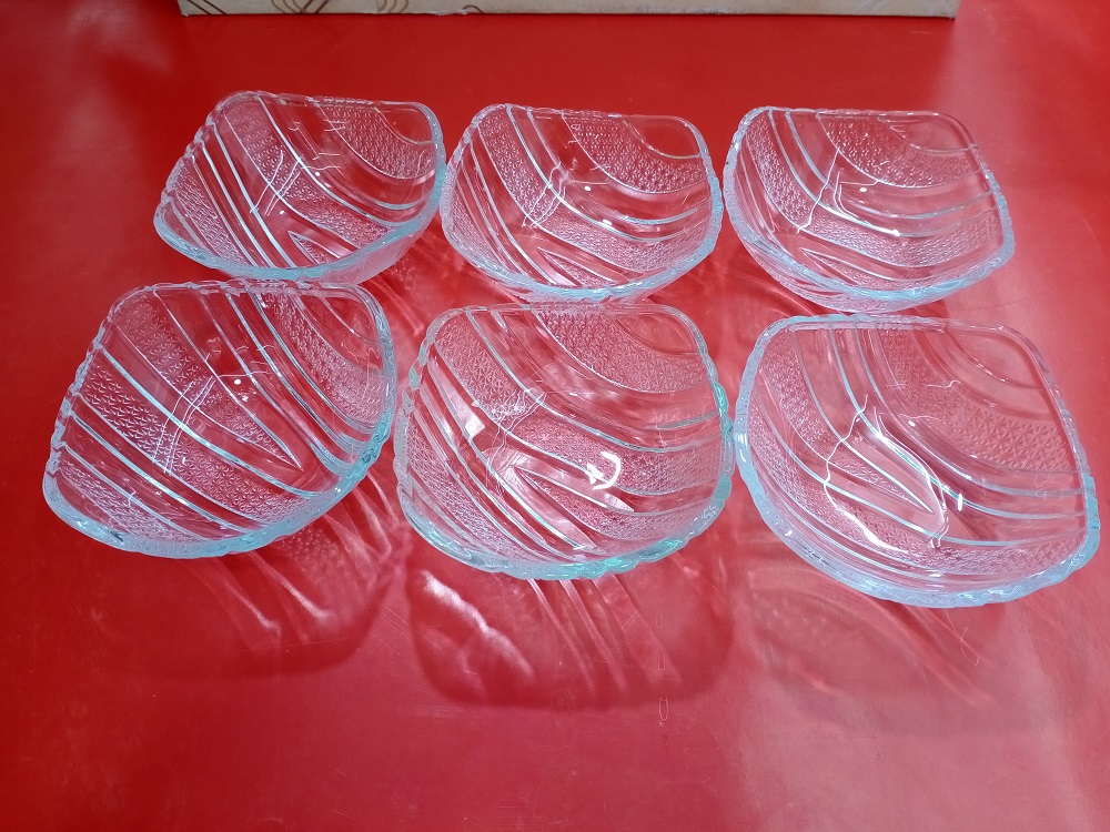 6 Pcs Crystal Glass Firni Set & Bati Set,Snack Bow Set 6pcs