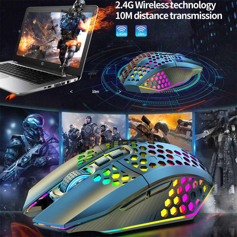 Wireless Mouse, Lighting Ergonomic Wireless Mouse, 2.4GHz USB Cordless Mouse, 1600DPI 500MAH Rechargeable Wireless Mouse For Computer Laptop PC. 