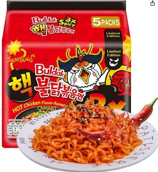 Buldak Hot Chicken Flavor Ramen (3x Spicy) 140 g x 5 Pack