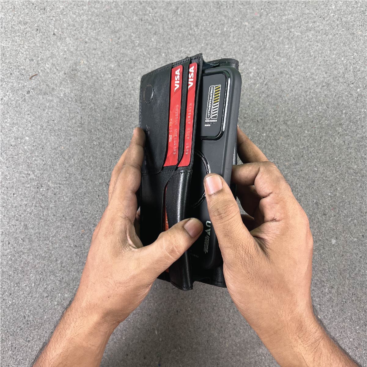 Leather Multinational Single Mobile  Long Moto Wallet AB-LDW02. 