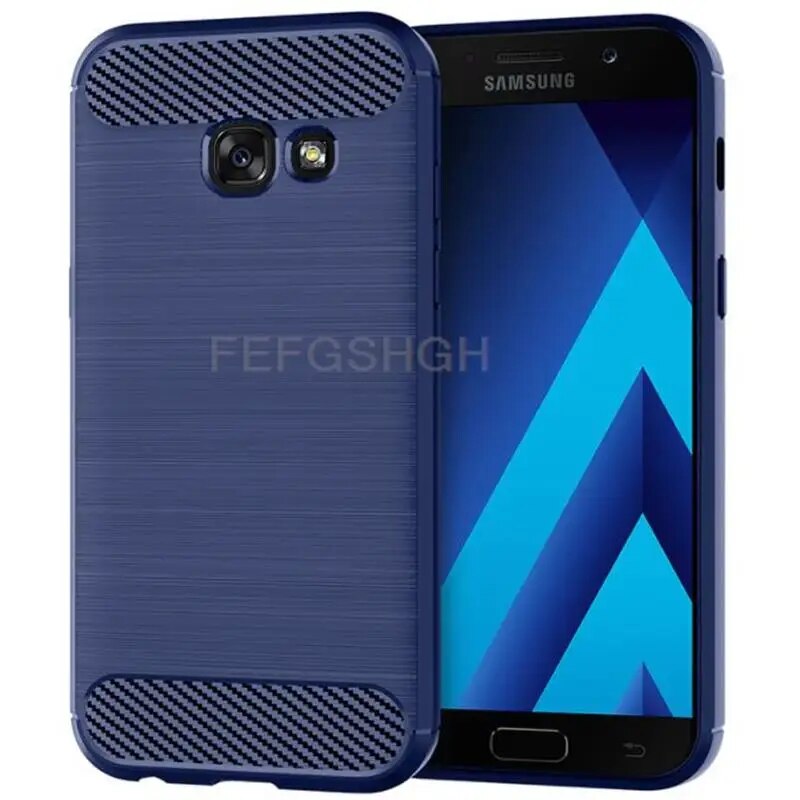 Carbon Fiber Ring Holder Stand Case For Samsung Galaxy A5 A3 A7 2017 SM A320F A520F A720F Silicone Shockproof Protective Cover. 