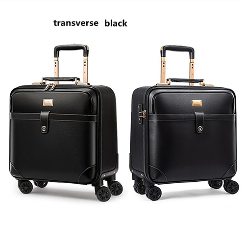BOJUEGZI 18Inch Leather Pilot Trolley Suitcase Wt Lock-002. 