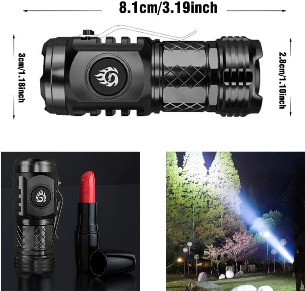 Three-Eyed Monster Mini Flashlight, Rechargeable Flashlights High Lumens Flash Light, 900 Lumens Super Bright LED Flashlight, 5 Modes, 10h Running Time for Outdoor, Waterproof. 