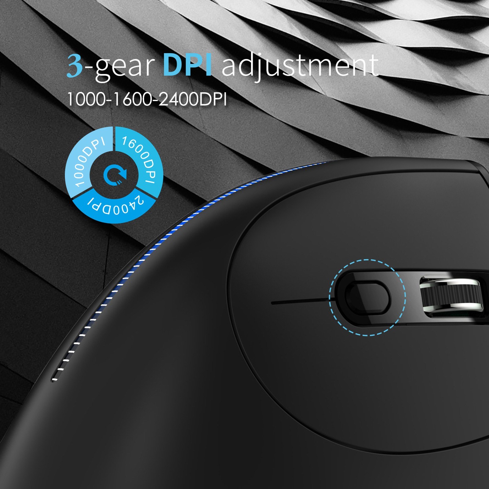 ZELOTES F-36A 2.4G Wireless Mouse Charging Blu-ray 6-button Optical Mouse 3 Level DPI Black. 