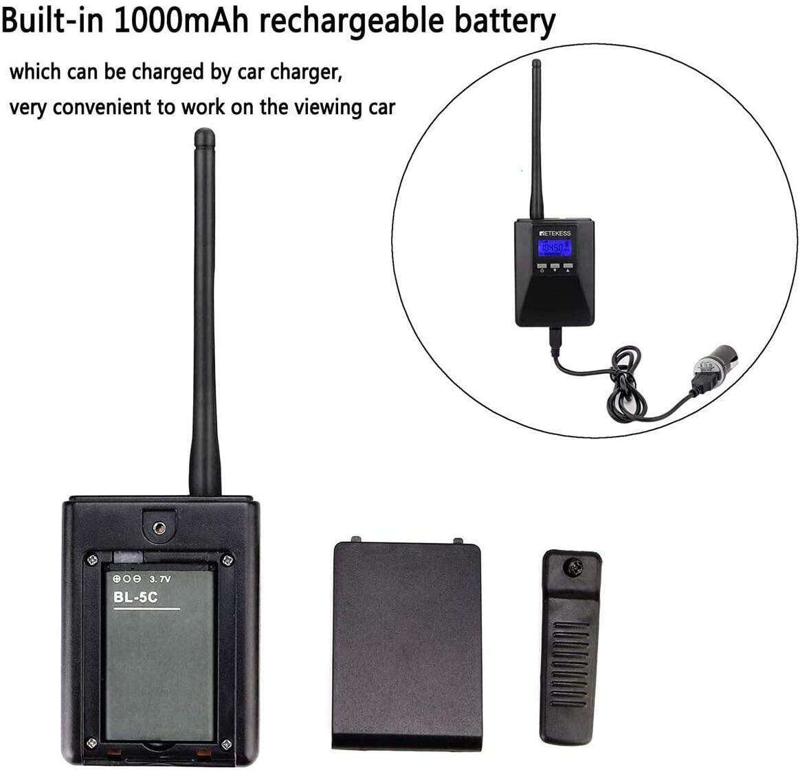 Retekess TR506 Portable FM Transmitter, Low Power FM Transmitter for Church Parking Lot, 400M Long Range Broadcast Stereo Radio Station for Drive-in Movie, Whole House, Tour Guide. 
