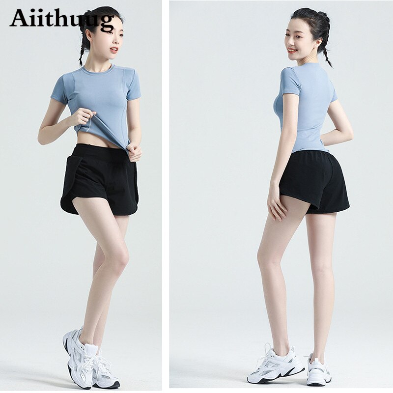 Aiithuug Workout Shorts For Women High Waisted Tummy Control