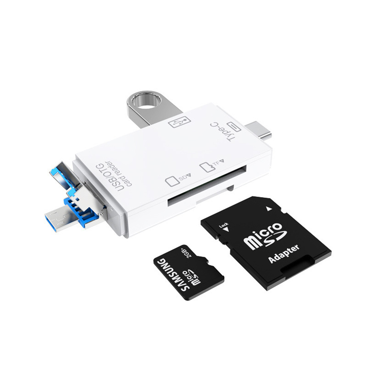 SPX OTG 6 in 1 Card Reader USB 2.0 All in One Card Reader for SD/TF Card/Type C/microUSB/USB. 