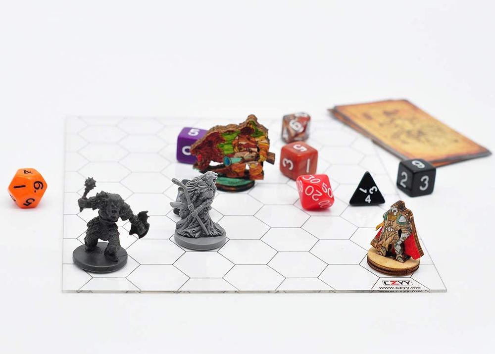 【happy one】Acrylic Game Mat 1" Hex Grid Overlay Set 2, 7"x8" Battle Map Board Clear & Durable - Great for Pathfinder RPG Game. 