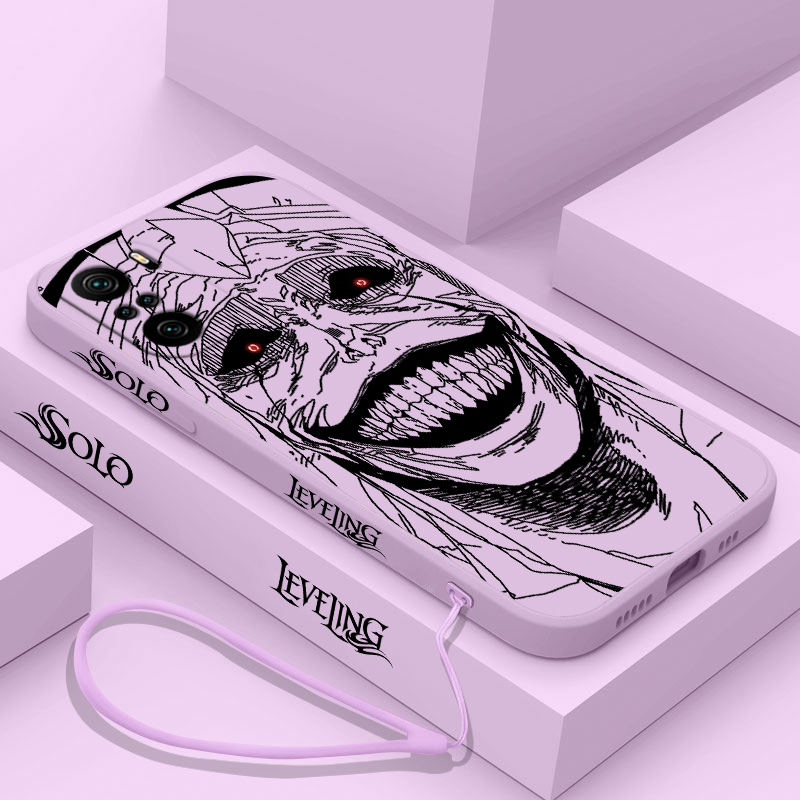 Solo Leveling Smiley For Xiaomi Redmi Note 13 12 12Pro 11 11S 11T 10S 10 Pro Plus 5G Liquid Left Rope Phone Case. 