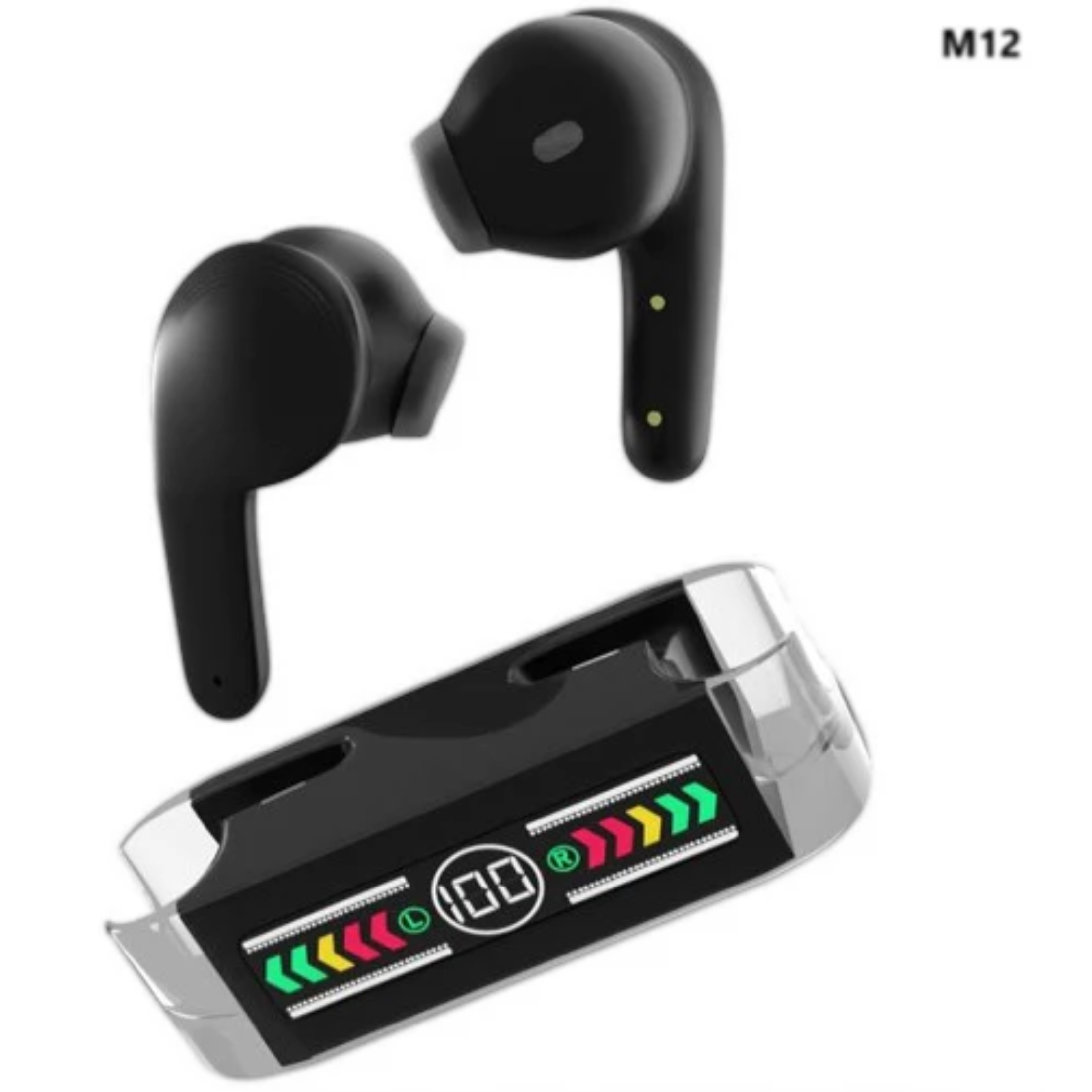 M12 Max TWS Earbuds Bluetooth 5.3 | 2 Side Calling | True Wireless Earphone | IPX7 Waterproof Bluetooth. 