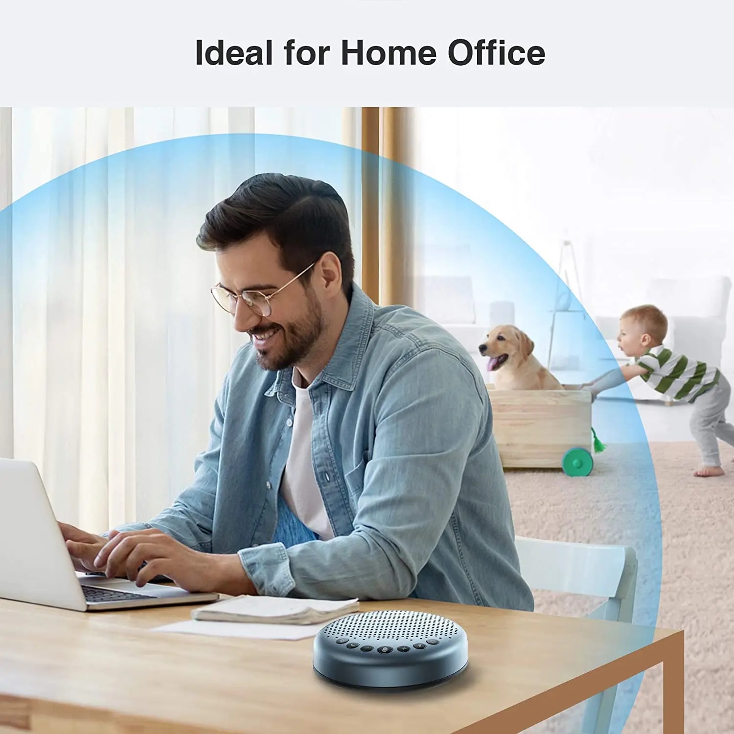 Bluetooth Speakerphone Conference Speaker EMEET Luna Lite USB Speaker Phone for Home Office 360° Voice Pickup for 8 People. 