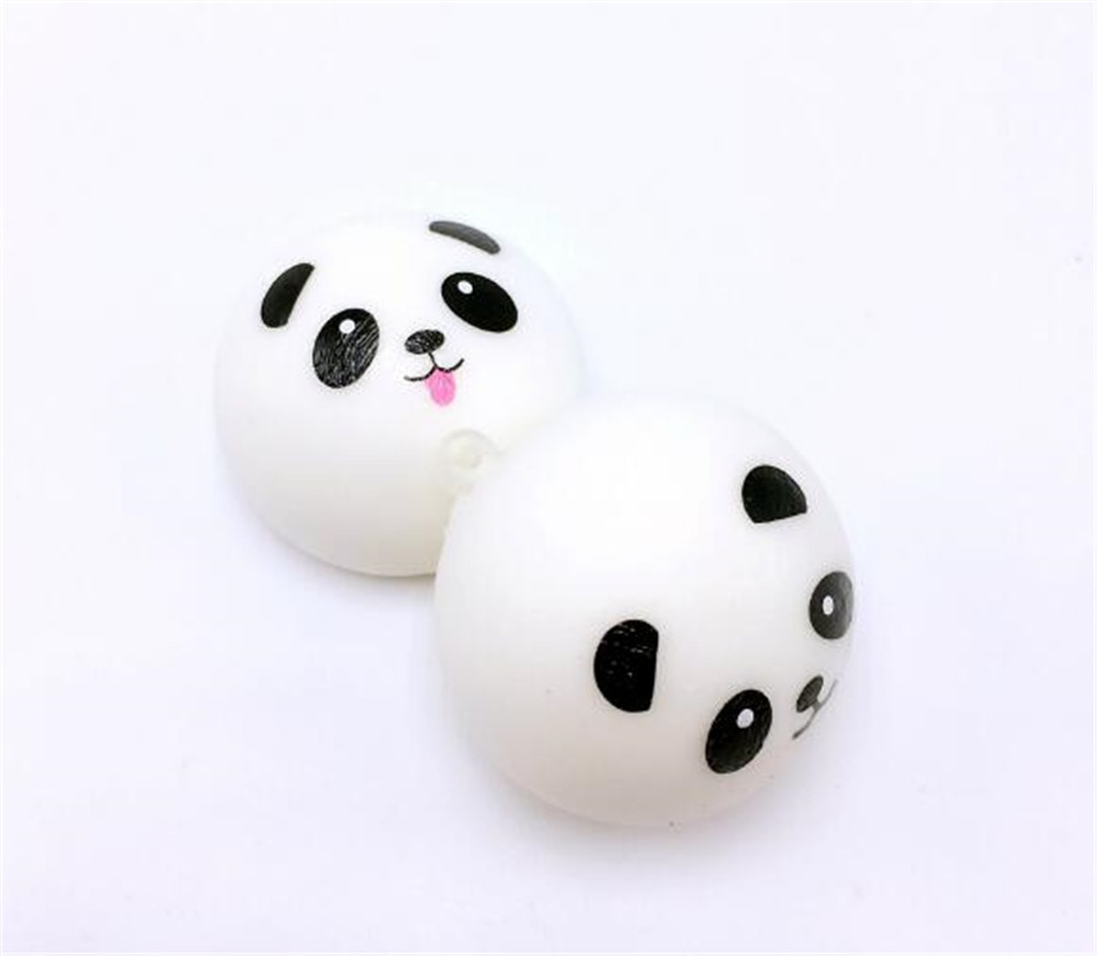 【VisioN Shop】Kawaii Squishy Panda Bun Stress Ball Slow Rising Decompression Panda PU Key chains Keychain Cute Bread Toys. 