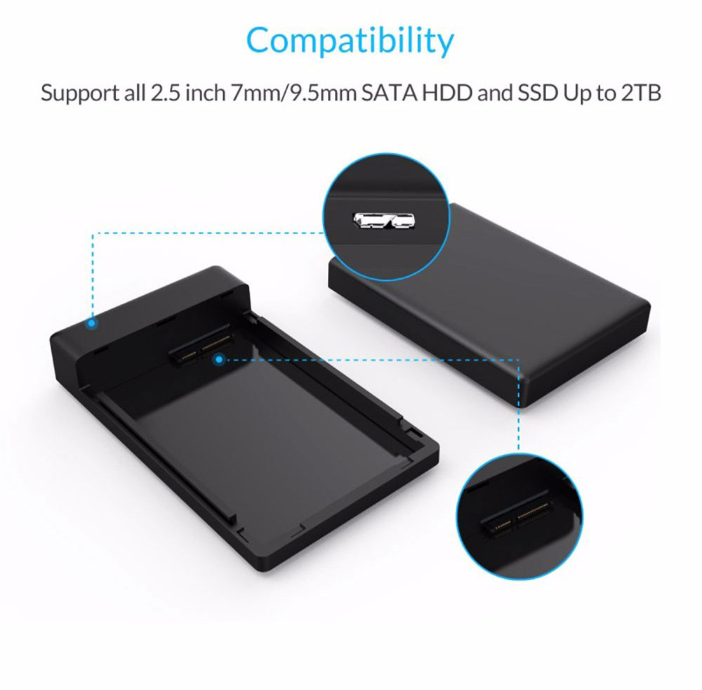Orico 2588US3 External Hard Drive Enclosure USB 2.0 For 2.5" SATA HDD And SSD 1TB support. 