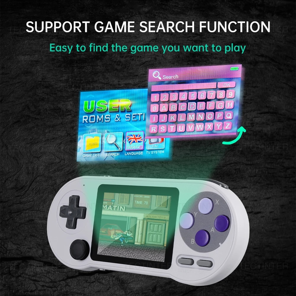 SF2000 3 inch IPS Screen Handheld Game Console Mini Portable Game Player Built-in 10000+ Games Retro Game Console AV Output. 