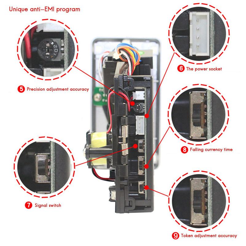5X Coin Acceptor Coin Pusher JY133A CPU Arcade Coin Selector for Vending Machine Arcade Game Ticket Exchange. 